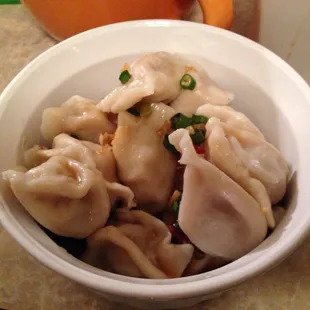 Steamed Dumplings (sauce poured on top... it comes on the side)