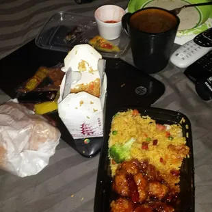 a tray of food on a table