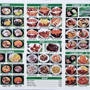 SUN SUN Menu back page