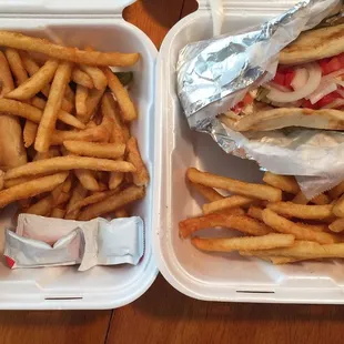 Philly Cheesesteak and a chicken pita.