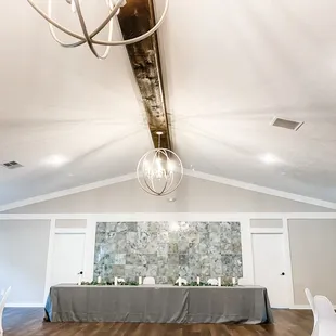 Our feature wall is great for a head table or photo backdrop!