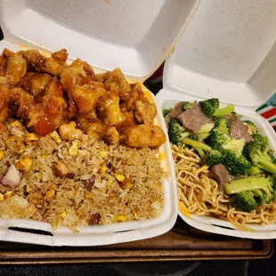 Sweet &amp; sour pork/broccoli beef