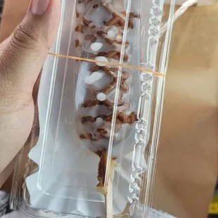 Vanilla mochi waffle on a stick