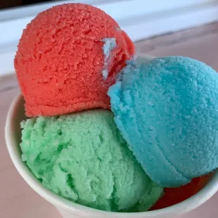 Regular size sherbet - strawberry, blue vanilla, honeydew