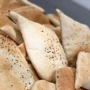 a pile of pita bread