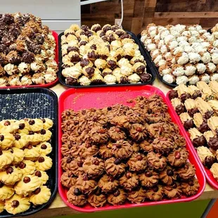 a variety of pastries on display