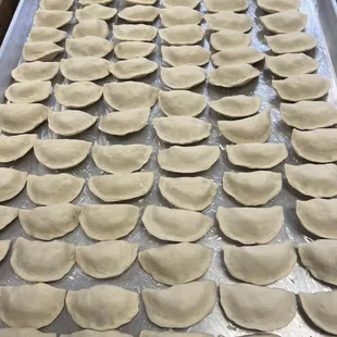 Pirogies/ Varenyky filled with potato, cabbage, potato&amp;cheese, sweet cottage cheese, cherry)