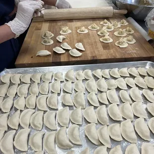 Pirogies/ Varenyky filled with potato, cabbage, potato&amp;cheese, sweet cottage cheese, cherry )