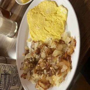 Eggs potatoes and toast