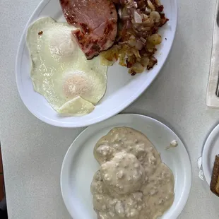 Dally Special Breakfast with a side of Sausage Gravy and Biscuits