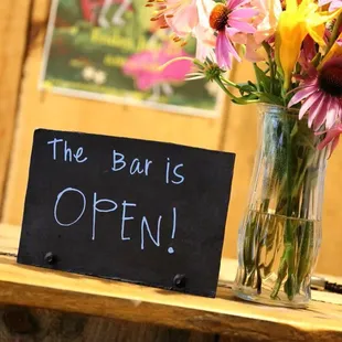 Check out our new bar area serving appetizers, desserts, wine, beer, soda, and s'mores packs for the fire