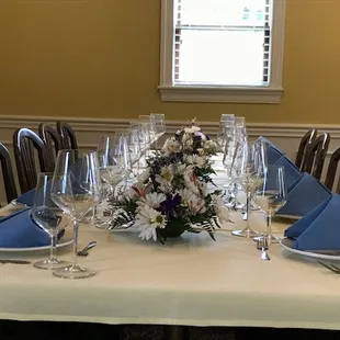 Beautiful table setting for a special event at the Suncrest Grille