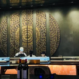 interior, sushi and sashimi