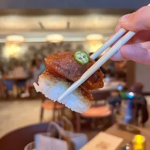 Crispy rice with tuna