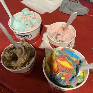 three ice creams with different flavors