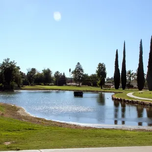 The lake on the 8th hole.  212 yards, part three, from championship tee. 189 yards from white tees.