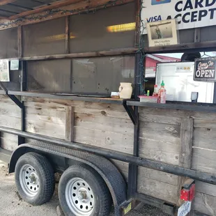 a food cart in a parking lot
