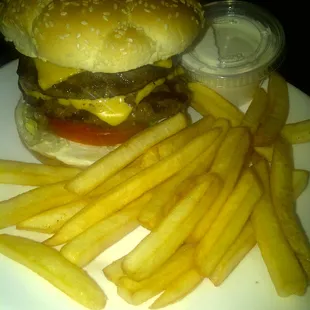 Double Cheese Burger and Fries - $6.45