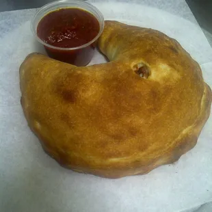 Peperoni Calzone with Marinara sauce $8.95