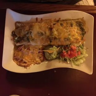 Beef burrito with green chile sauce