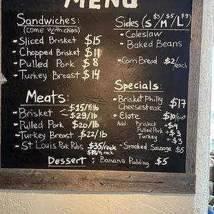 Posted menu with specials