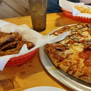 Chicken wings and pizza were great!