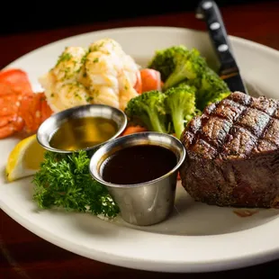 Surf &amp; Turf at its Best.  Petite Filet Mignon paired with a Jumbo Australian Lobster Tail.