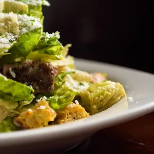 Steakhouse Caesar with Grilled Marinated Skirt Steak.