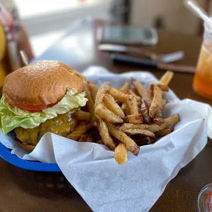 Cheeseburger and fries. It was great.