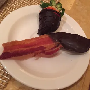 Chocolate covered bacon with peanut butter! Wow.