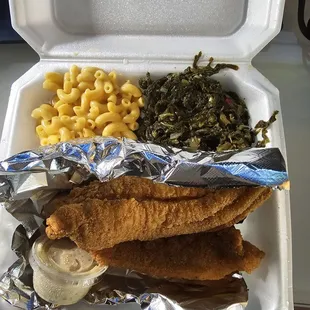 Catfish, Mac, and Collards