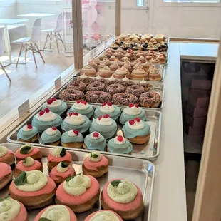 a variety of pastries on display