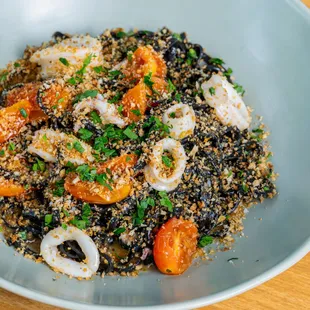 Squid ink pasta with tagliolini imported from Italy.