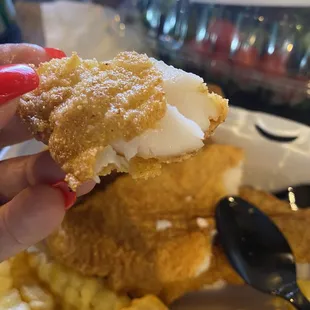 Fresh fish fried to perfection.