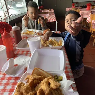 Catfish, hot wings, chicken tenders