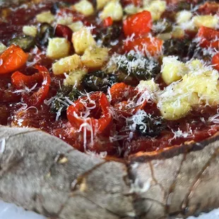 a close up of a pizza