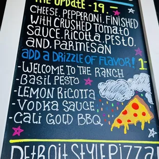 a chalk board menu