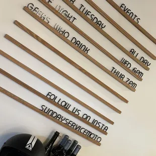 a number of signs on a wall