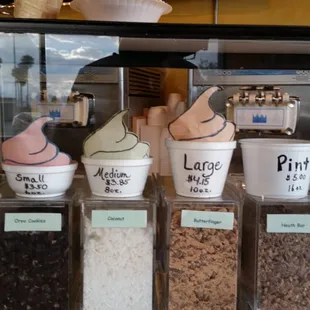 Sizes with prices.  GET SOME