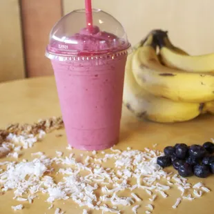 blueberries and bananas