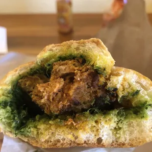 the inside of a sandwich