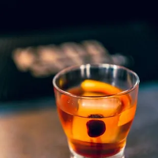 a drink in a glass