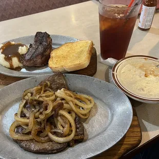 Steak Lunch and side of liver and onion