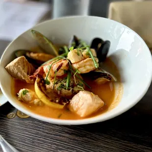 Cioppino. Generous with the seafood, and SO good!