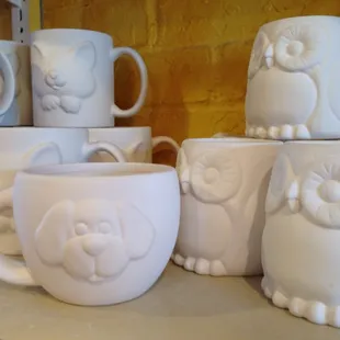 kitty mug, puppy mug, owl mug