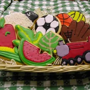 HAND DECORATED ICED COOKIE BASKET