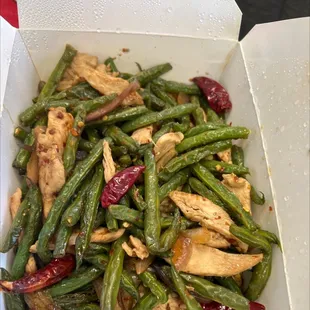 Lemongrass chicken &amp; green beans. They forgot my steamed rice