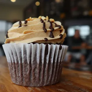 a cupcake on a table