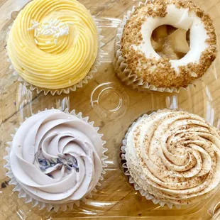 Lemon curd, apple pie, lavender &amp; carrot cake cupcakes
