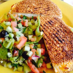 Sunflower panini with Israeli salad